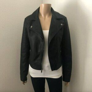 NWT Hollister Womens Faux Leather Moto Biker Jacket Size XS Black